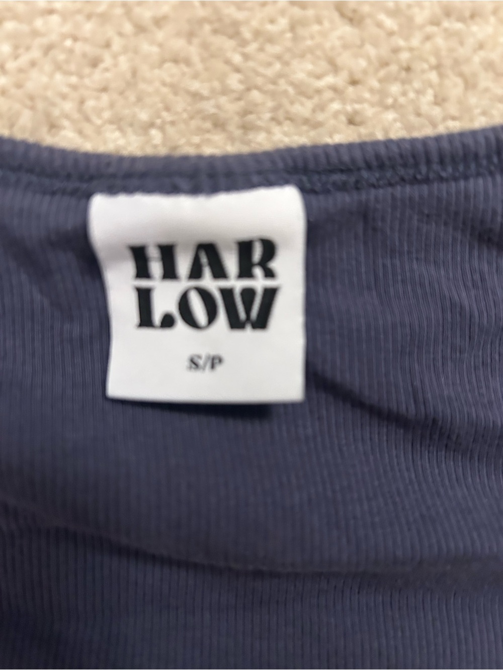 Harlow Navy Ribbed Scoop Neck Henley Long Sleeve Top - Picture 3 of 3
